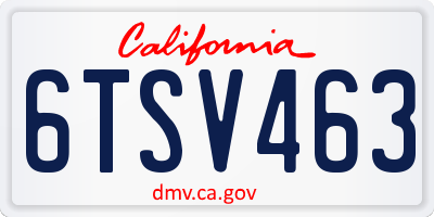 CA license plate 6TSV463