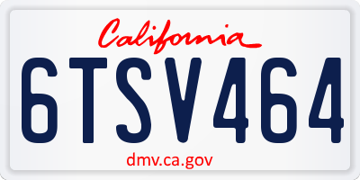 CA license plate 6TSV464