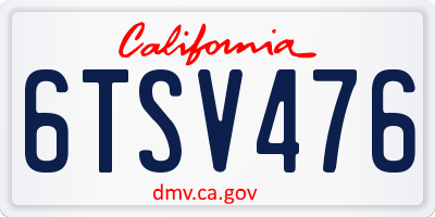CA license plate 6TSV476