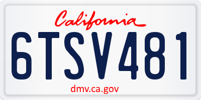 CA license plate 6TSV481