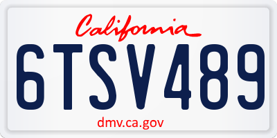 CA license plate 6TSV489