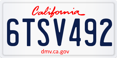 CA license plate 6TSV492
