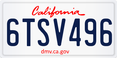 CA license plate 6TSV496