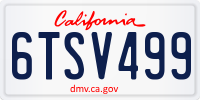 CA license plate 6TSV499