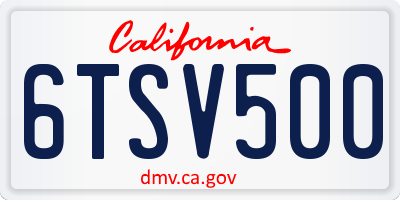 CA license plate 6TSV500