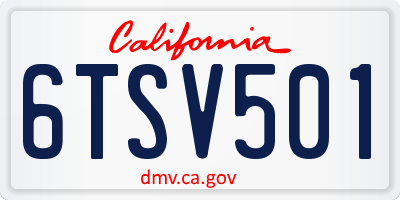 CA license plate 6TSV501