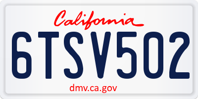 CA license plate 6TSV502