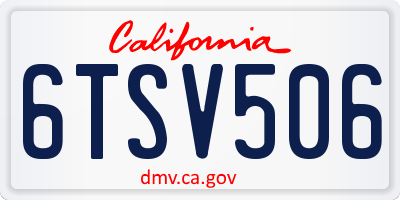 CA license plate 6TSV506