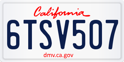 CA license plate 6TSV507