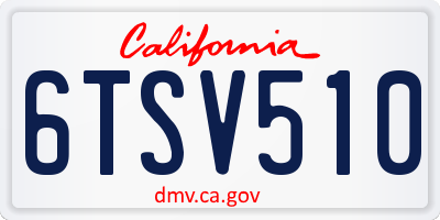 CA license plate 6TSV510