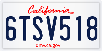CA license plate 6TSV518