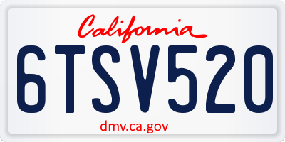 CA license plate 6TSV520