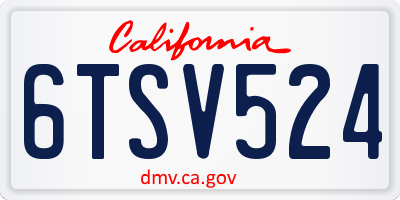 CA license plate 6TSV524