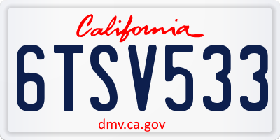 CA license plate 6TSV533