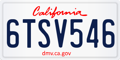 CA license plate 6TSV546