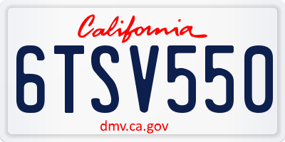 CA license plate 6TSV550