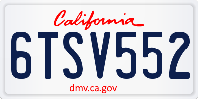 CA license plate 6TSV552