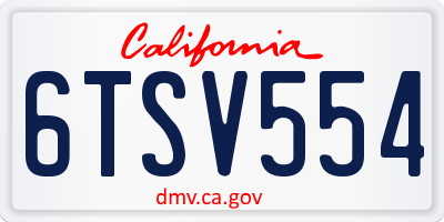 CA license plate 6TSV554