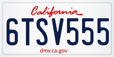 CA license plate 6TSV555