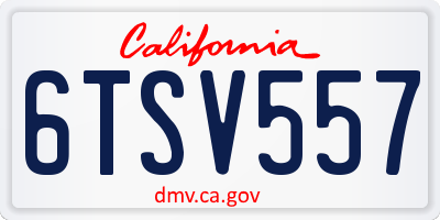 CA license plate 6TSV557