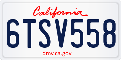 CA license plate 6TSV558