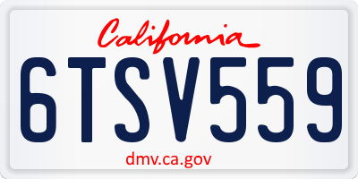 CA license plate 6TSV559