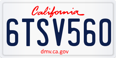 CA license plate 6TSV560
