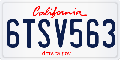 CA license plate 6TSV563