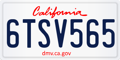 CA license plate 6TSV565