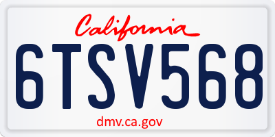 CA license plate 6TSV568
