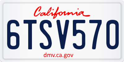 CA license plate 6TSV570
