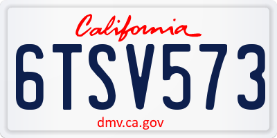 CA license plate 6TSV573