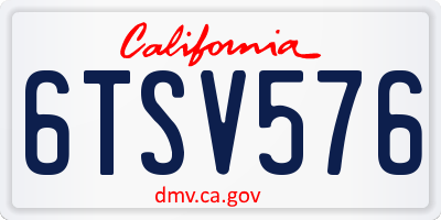 CA license plate 6TSV576