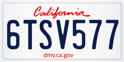 CA license plate 6TSV577