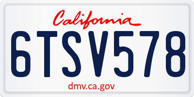 CA license plate 6TSV578