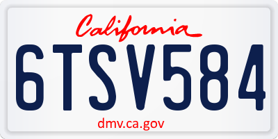 CA license plate 6TSV584