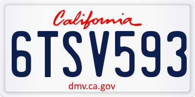 CA license plate 6TSV593