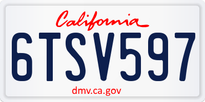 CA license plate 6TSV597