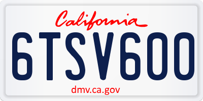 CA license plate 6TSV600