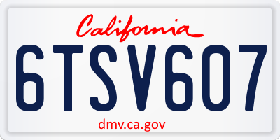 CA license plate 6TSV607