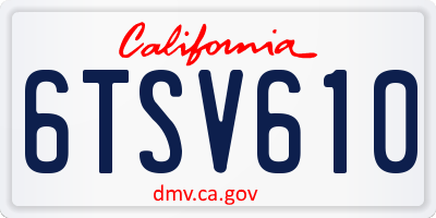 CA license plate 6TSV610