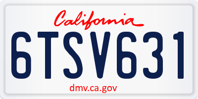 CA license plate 6TSV631