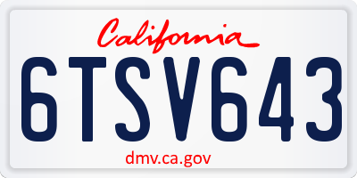 CA license plate 6TSV643