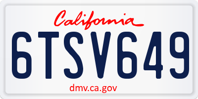 CA license plate 6TSV649