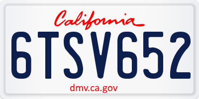 CA license plate 6TSV652