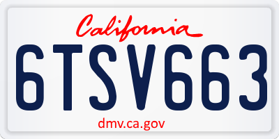 CA license plate 6TSV663
