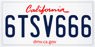 CA license plate 6TSV666