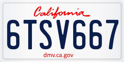 CA license plate 6TSV667