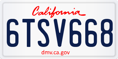 CA license plate 6TSV668