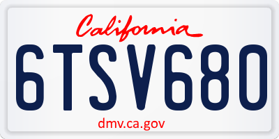 CA license plate 6TSV680